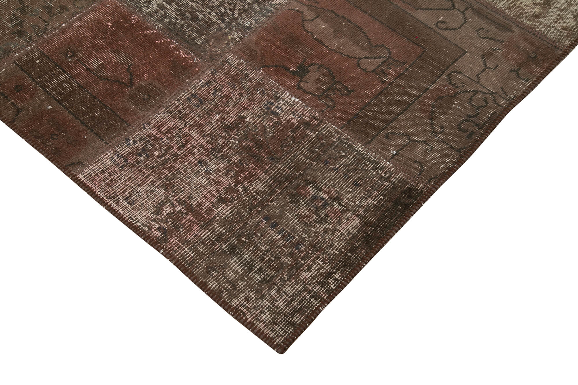 Handmade Patchwork Rug - Brown Patchwork Design 6x9 Feet Rug Cotton Wool