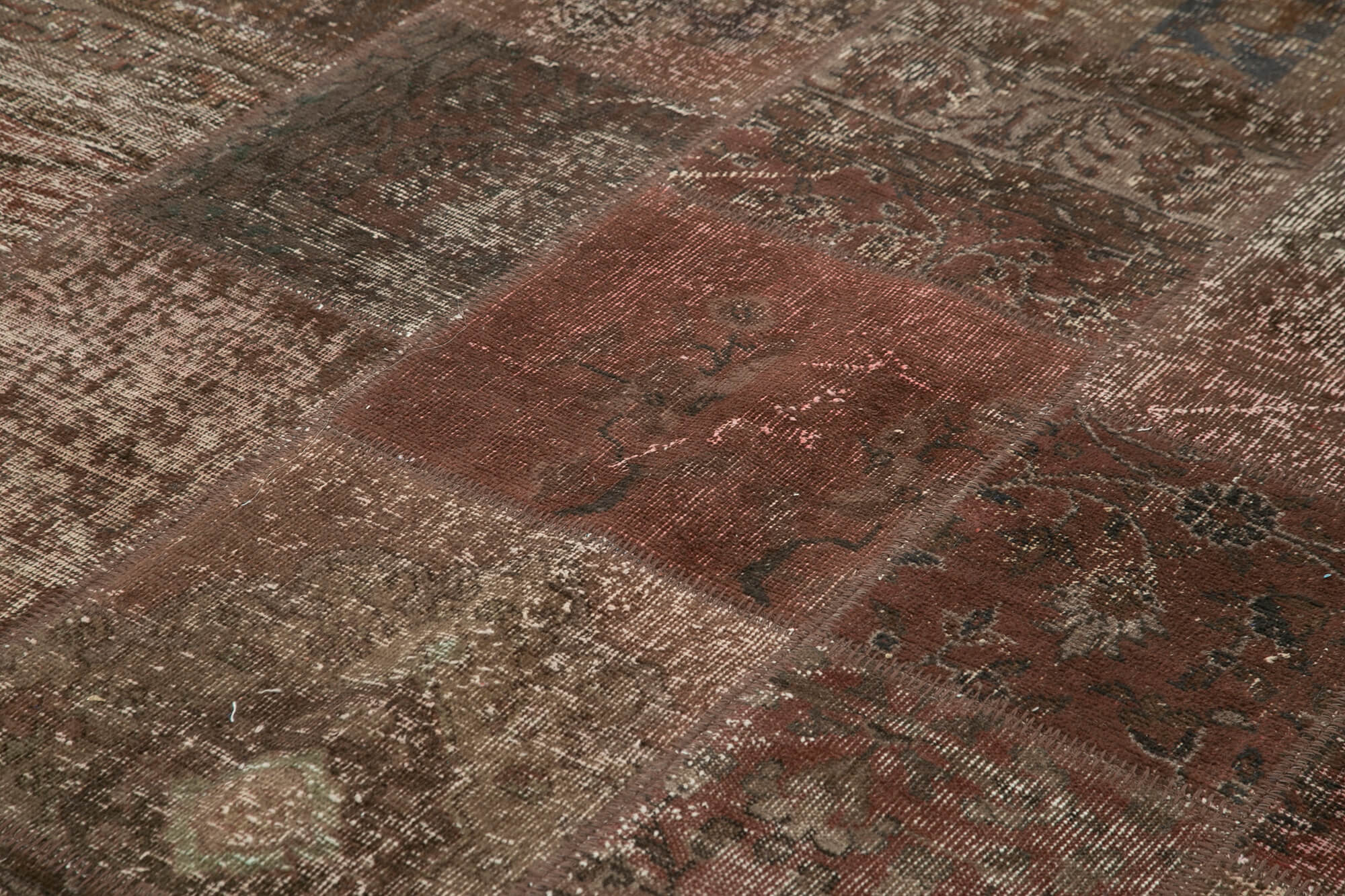 Handmade Patchwork Rug - Brown Patchwork Design 6x9 Feet Rug Cotton Wool