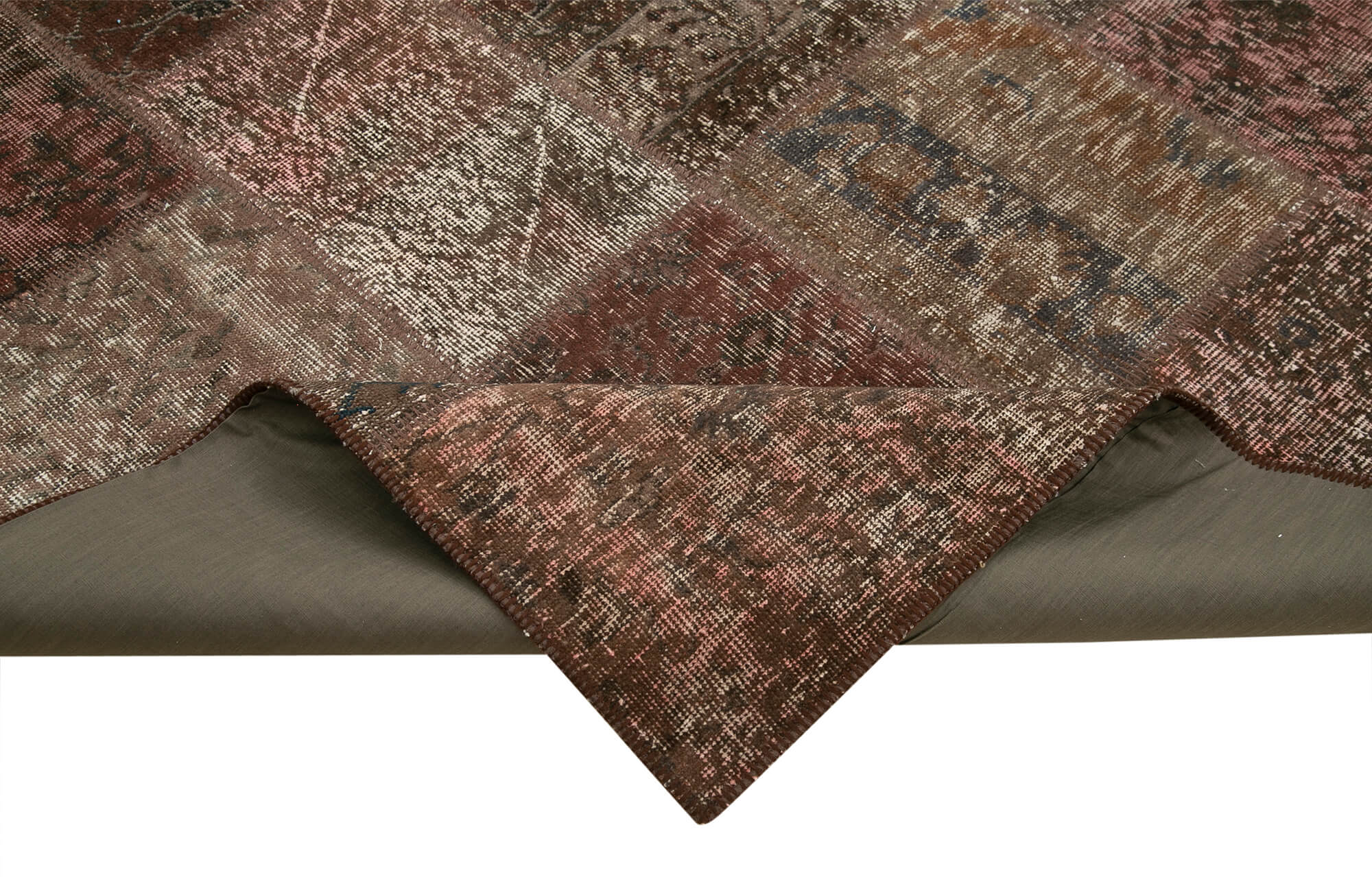 Handmade Patchwork Rug - Brown Patchwork Design 6x9 Feet Rug Cotton Wool