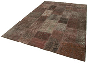 Handmade Patchwork Rug - Brown Cotton Wool 6x9 Area Rug | Turkish Vintage Carpet
