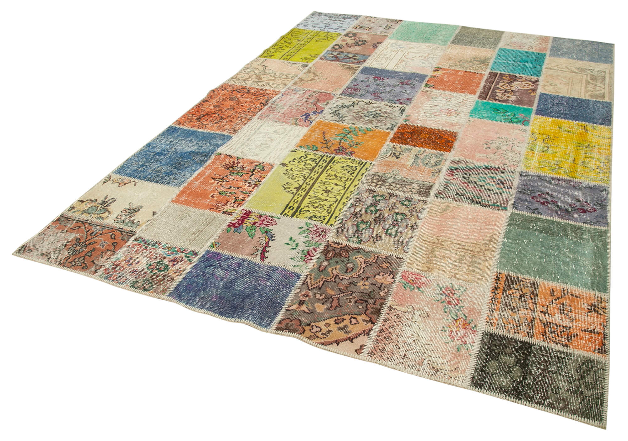 Handmade Patchwork Rug - Kirk Yama Pink Cotton Wool Area Rug 6'9''x9'9''