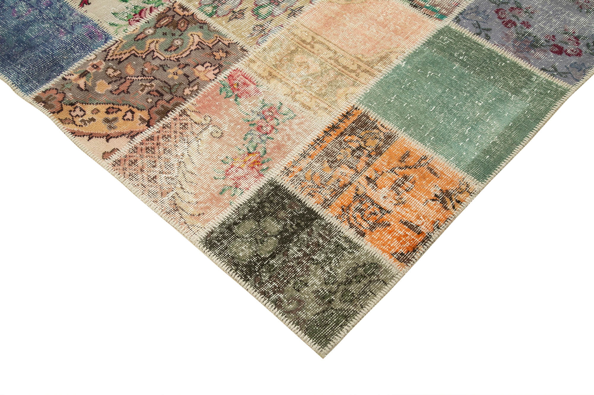 Handmade Patchwork Rug - Kirk Yama Pink Cotton Wool Area Rug 6'9''x9'9''