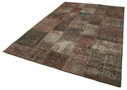 Handmade Patchwork Rug – Kirk Yama Brown Cotton Wool Vintage Area Rug 6'7''x9'9''