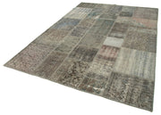 Handmade Patchwork Rug - Kirk Yama Grey Cotton Wool Area Rug 6'8''x9'9''