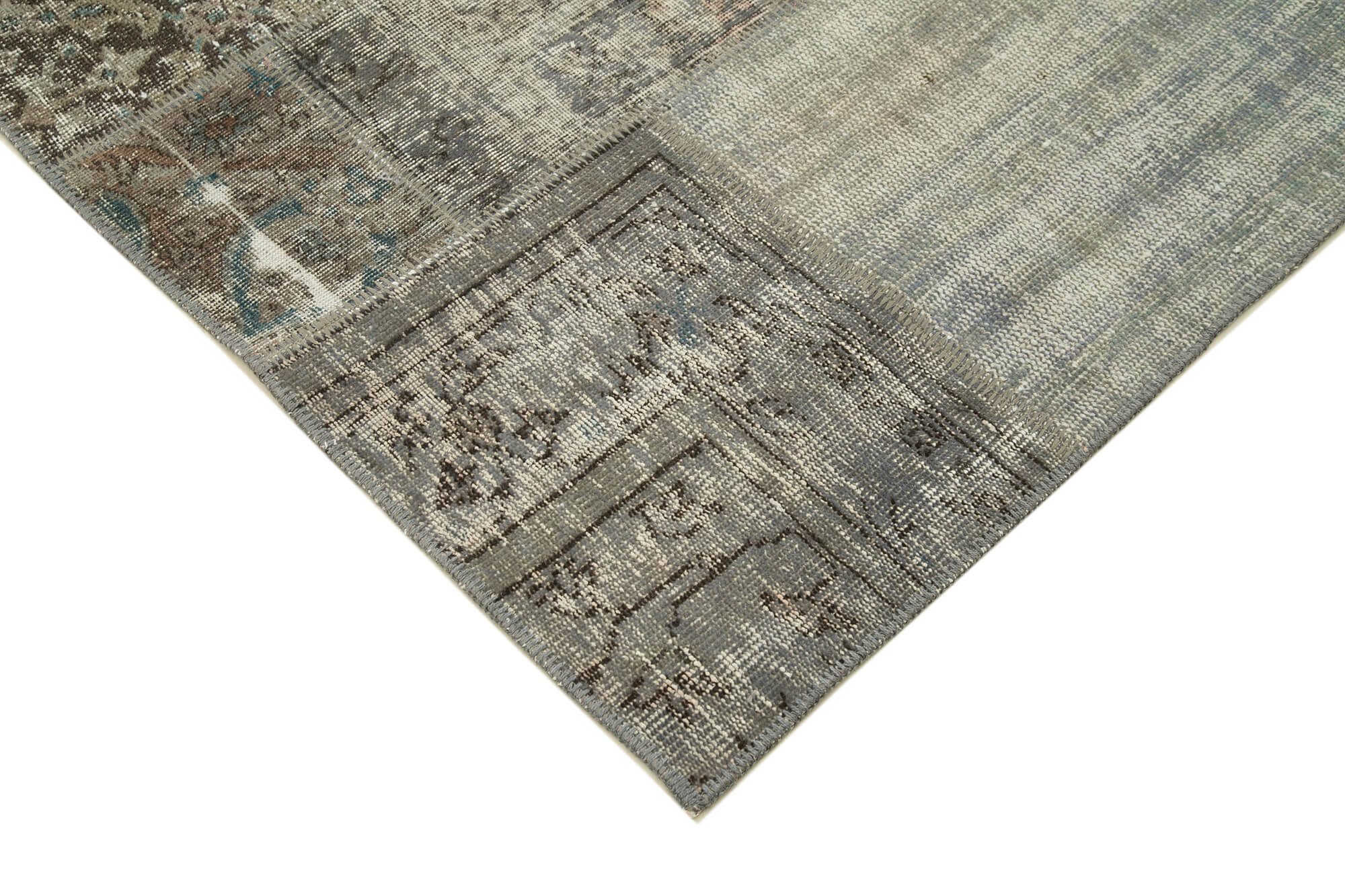 Handmade Patchwork Rug - Kirk Yama Grey Cotton Wool Area Rug 6'8''x9'9''