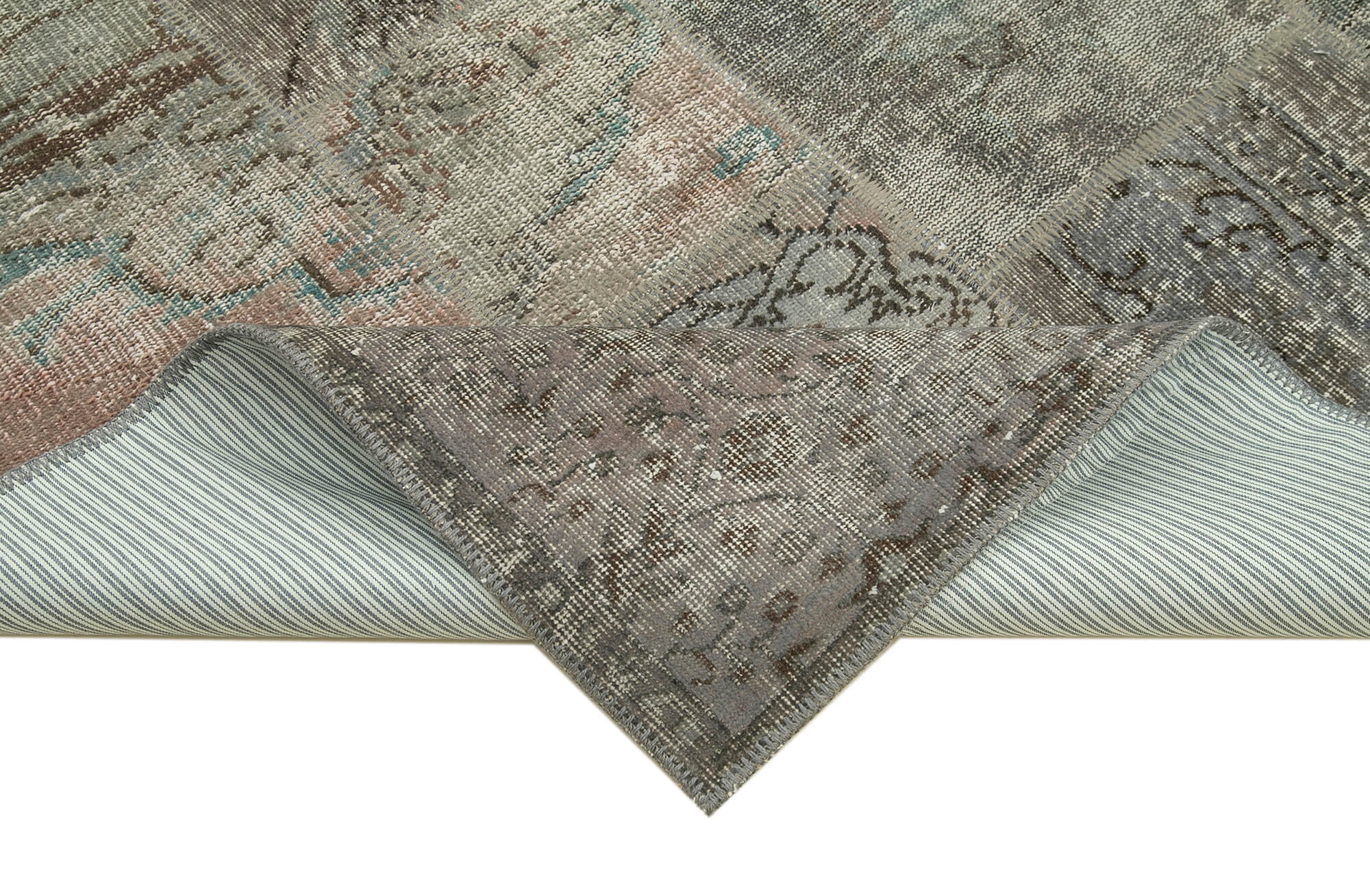 Handmade Patchwork Rug - Kirk Yama Grey Cotton Wool Area Rug 6'8''x9'9''