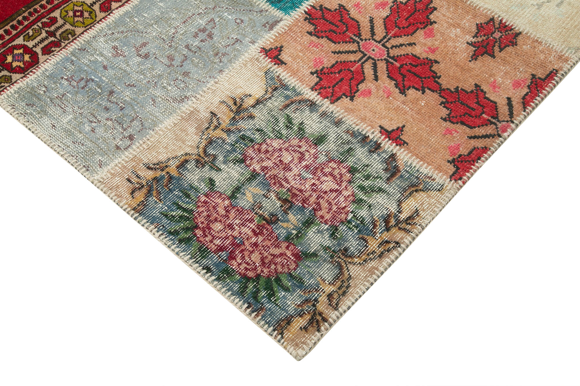 Handmade Area Rug – Kirk Yama Pink Patchwork Cotton Wool Carpet 6'8''x9'9''
