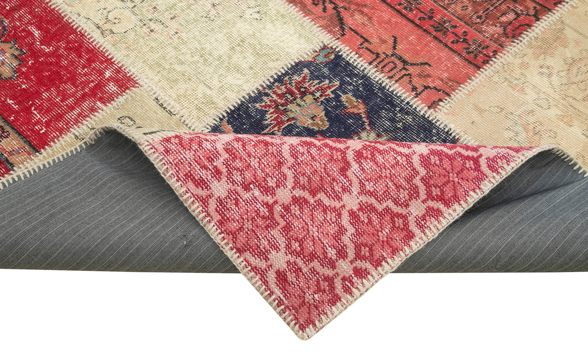 Handmade Area Rug – Kirk Yama Pink Patchwork Cotton Wool Carpet 6'8''x9'9''