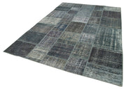 Handmade Patchwork Rug - Grey Patchwork Design Carpet Cotton Wool Area Rug 6'9''x9'11''
