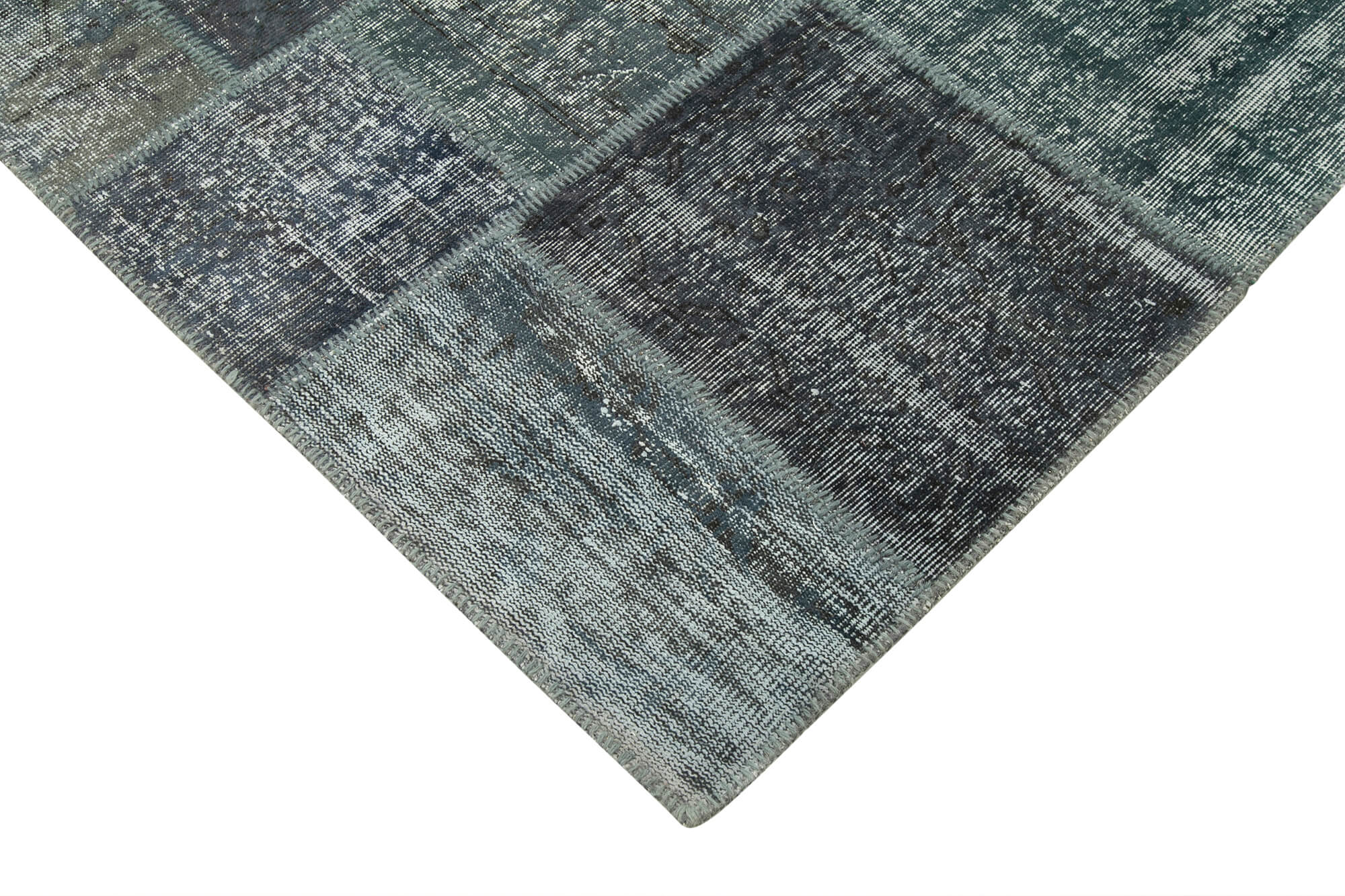 Handmade Patchwork Rug - Grey Patchwork Design Carpet Cotton Wool Area Rug 6'9''x9'11''