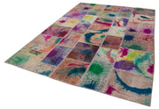 Handmade Patchwork Rug – Pink Cotton Wool 6x9 Area Rug | Bohemian Style