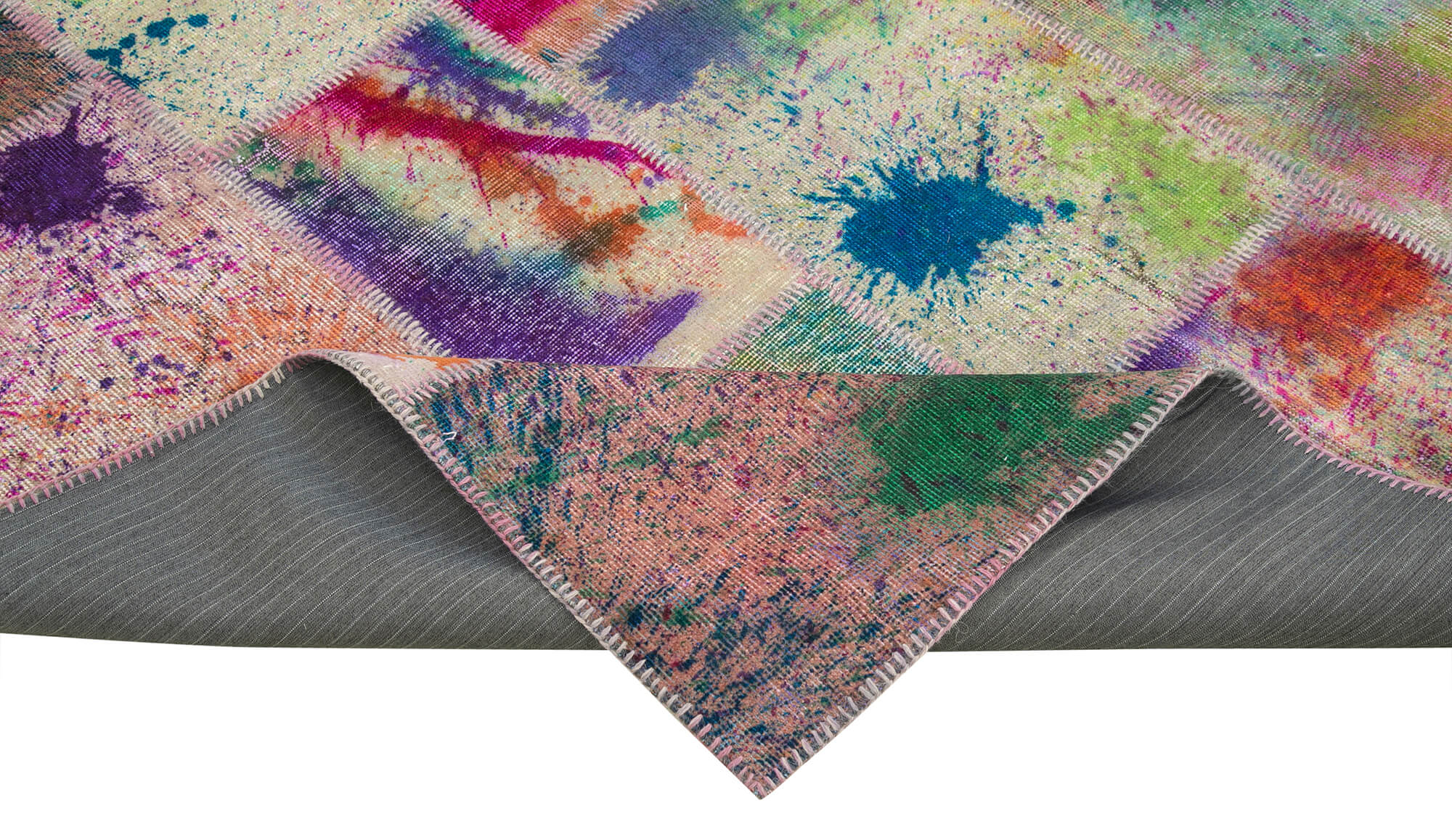 Handmade Patchwork Rug – Pink Cotton Wool 6x9 Area Rug | Bohemian Style