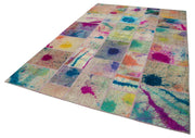 Handmade Area Rug – Pink Patchwork Cotton Wool Rug 6'9'' x 10'0'' for Living Room