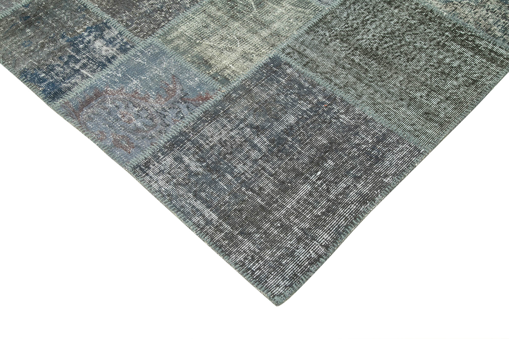 Handmade Patchwork Rug - Kirk Yama Grey Cotton Wool Area Rug 6'9''x9'11''
