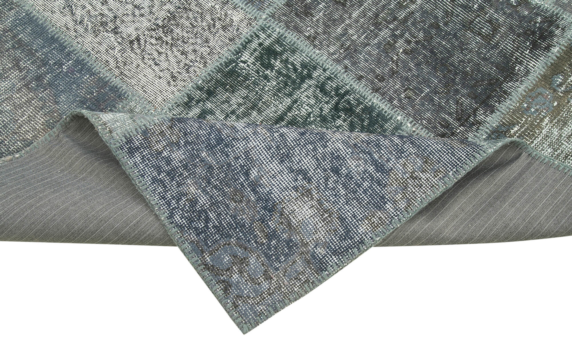 Handmade Patchwork Rug - Kirk Yama Grey Cotton Wool Area Rug 6'9''x9'11''