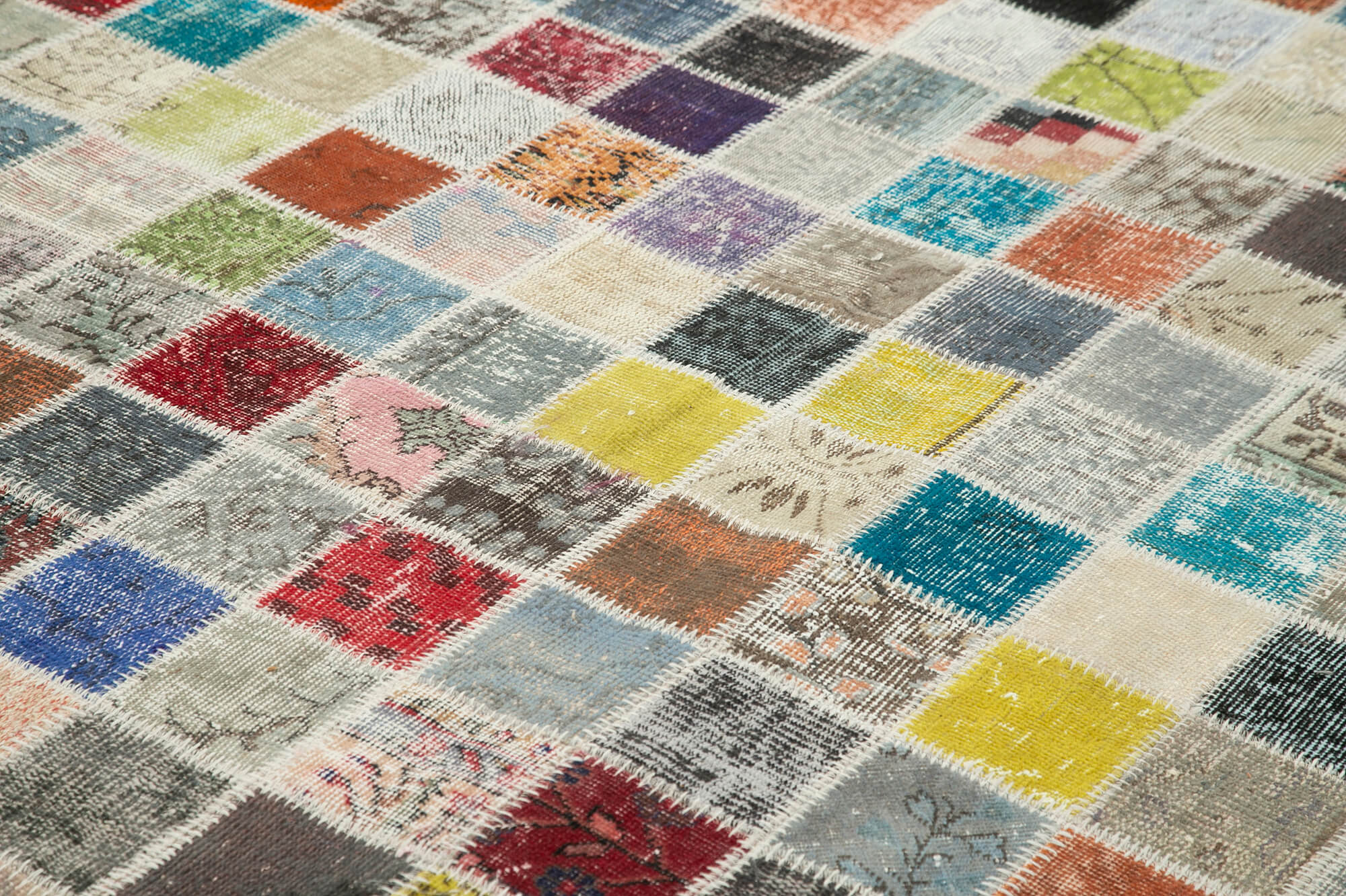 Handmade Patchwork Rug – Pink Patchwork Carpet Cotton Wool Vintage Area Rug 9'10"x13'5"