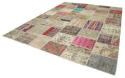 Handmade Patchwork Rug – Beige Cotton Wool Area Rug 9'11'' x 13'3'' for Living Room