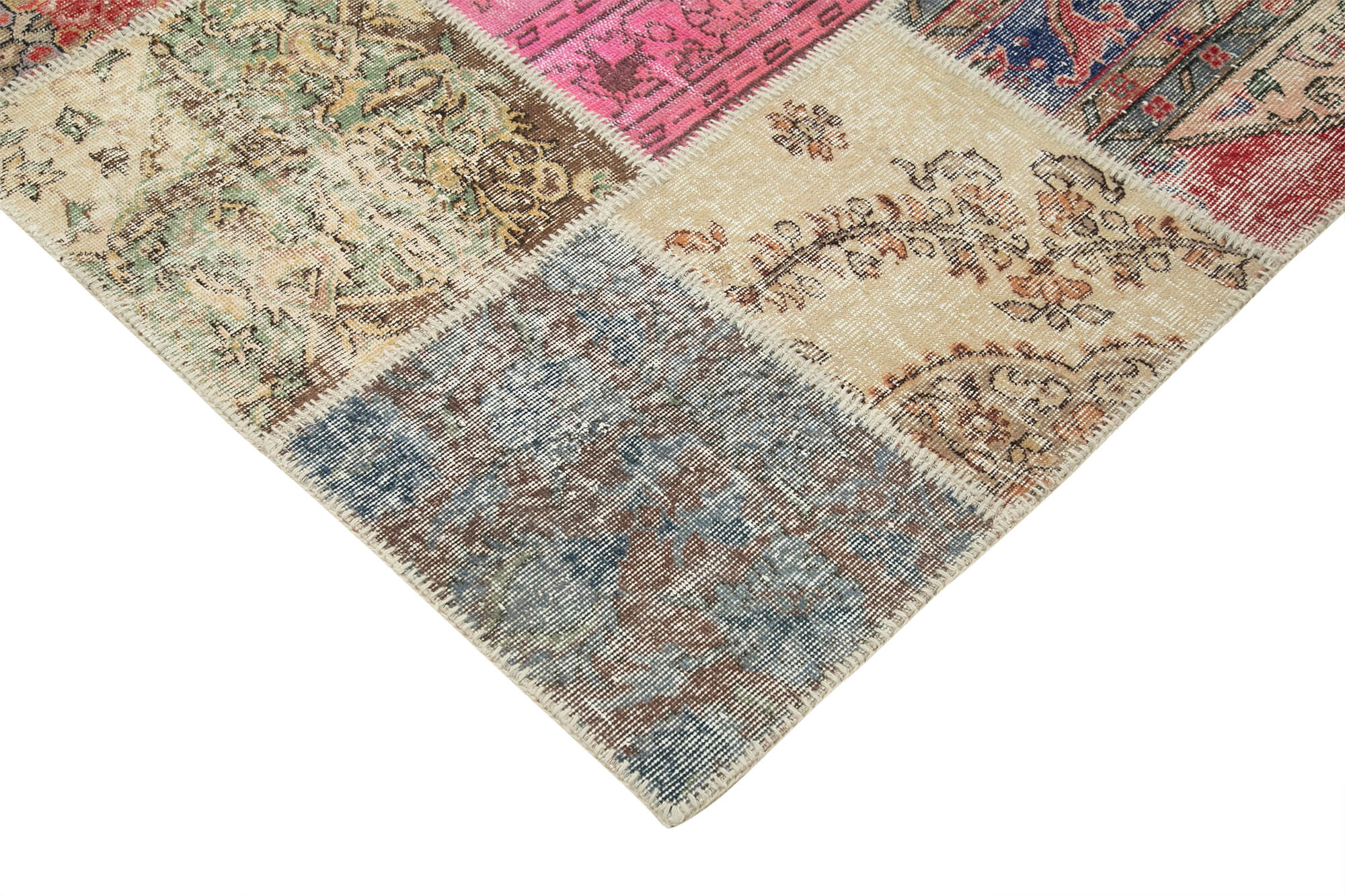 Handmade Patchwork Rug – Beige Cotton Wool Area Rug 9'11'' x 13'3'' for Living Room