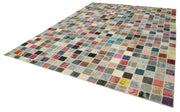 Handmade Patchwork Area Rug – Kirk Yama Pink Cotton Wool Vintage Wool Rug 9'10''x13'3''