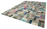 Handmade Area Rug - Pink Patchwork Cotton Wool Turkish Wool Rug 9'8" x 13'6"