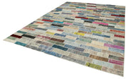 Handmade Area Rug - Pink Patchwork Cotton Wool Vintage Carpet 9'10" x 13'4"