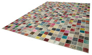 Handmade Area Rug – Pink Patchwork Cotton Wool Vintage Turkish Carpet 9'10" x 13'1"