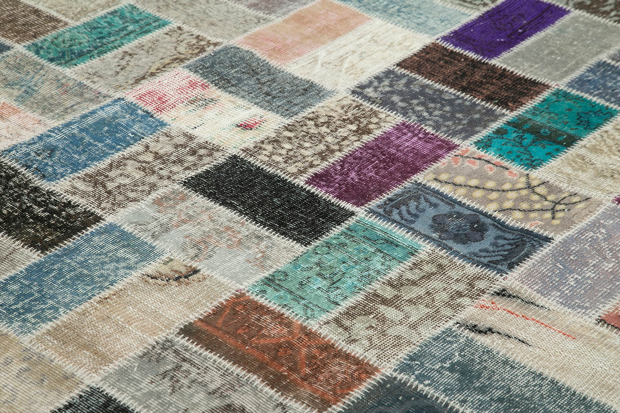 Handmade Patchwork Rug | Large Handmade Rug Cotton Wool Soft Wool Carpet 9'9''x13'7''