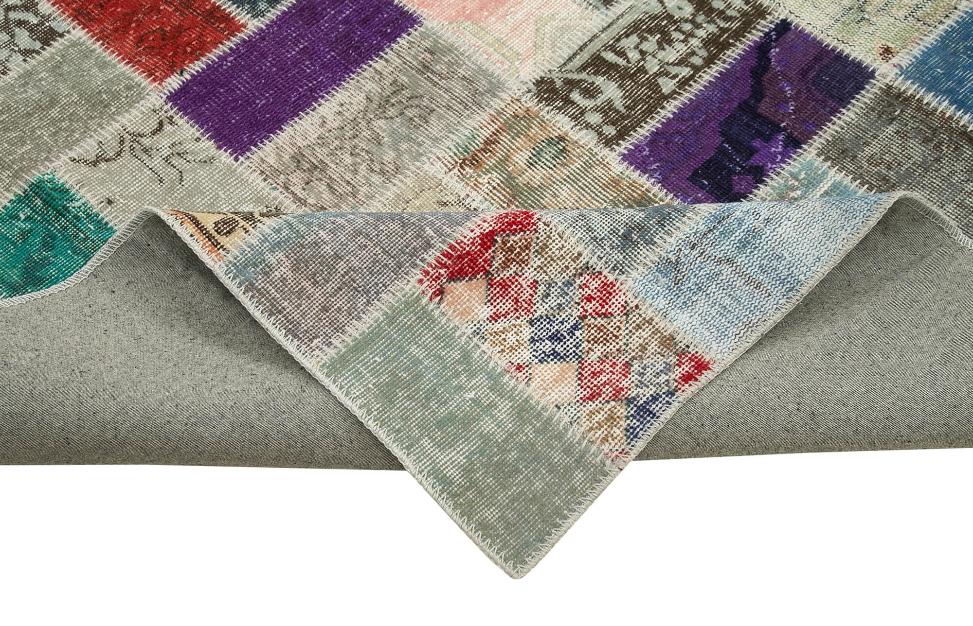 Handmade Patchwork Rug | Large Handmade Rug Cotton Wool Soft Wool Carpet 9'9''x13'7''