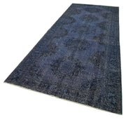 Handmade Vintage Area Rug - Purple Turkish Wool Cotton Carpet 4x12 Feet