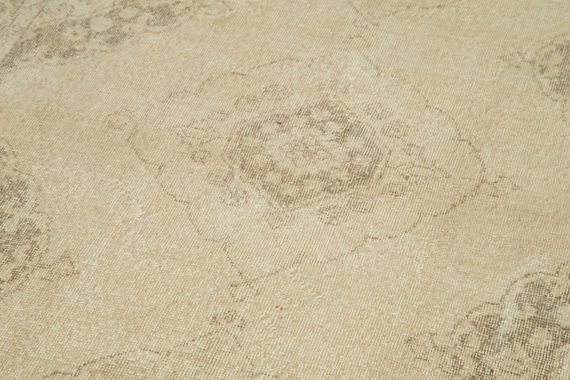 Handmade Vintage Area Rug | Turkish Wool Rug, Cotton Wool Blend, Neutral Tone 4'5'' x 12'8''