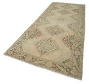 Handmade Wool Area Rug – Beige Vintage Cotton Rug | Turkish Hand Knotted Carpet 4'9''x12'2''