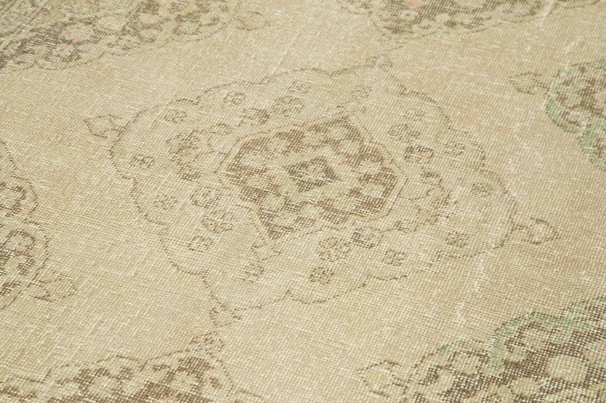 Handmade Wool Area Rug – Beige Vintage Cotton Rug | Turkish Hand Knotted Carpet 4'9''x12'2''