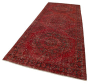 Handmade Wool Area Rug – Red Vintage Cotton Rug | Classic Turkish Wool Carpet 4'9''x12'8''