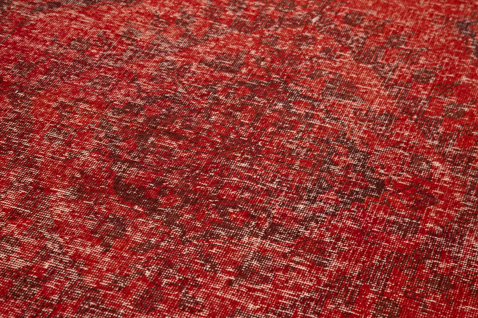 Handmade Wool Area Rug – Red Vintage Cotton Rug | Classic Turkish Wool Carpet 4'9''x12'8''