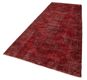 Handmade Wool Area Rug – Vintage Cotton Rug 4'10" x 12'7" Red Turkish Carpet