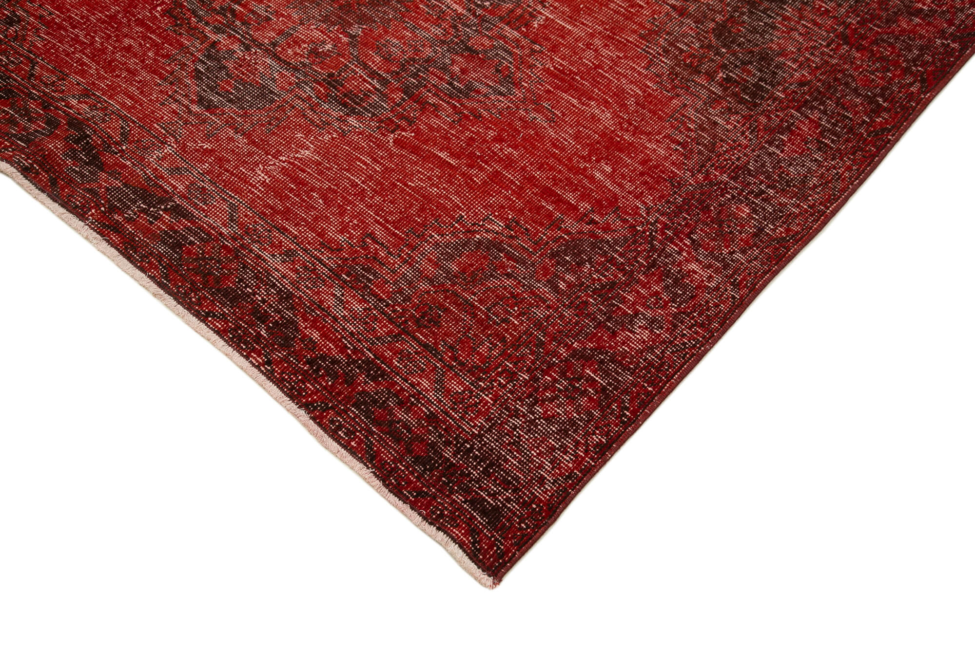 Vintage Handmade Area Rug - Red 5x13 Hand Woven Rug Cotton Wool Carpet