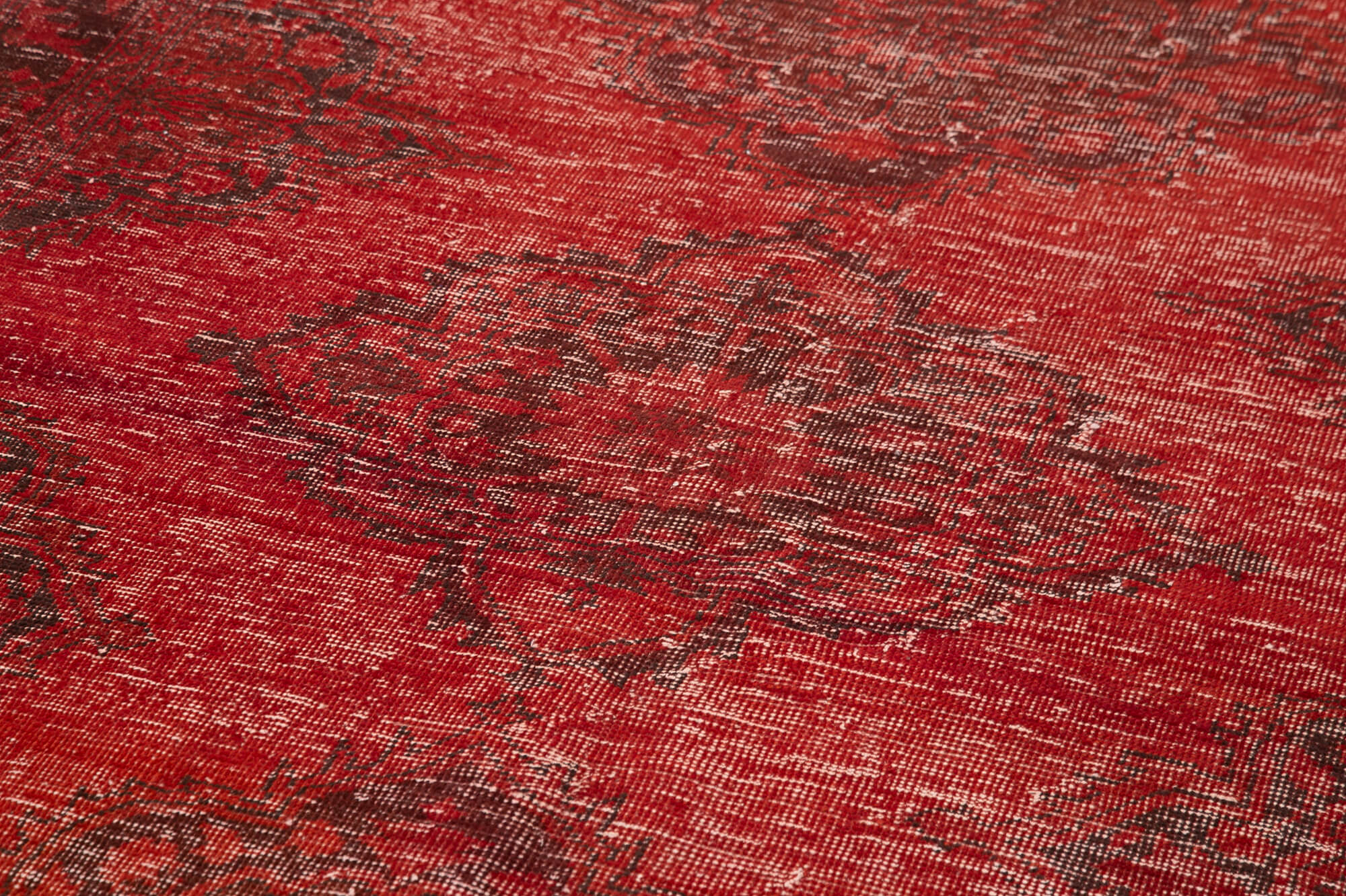 Vintage Handmade Area Rug - Red 5x13 Hand Woven Rug Cotton Wool Carpet