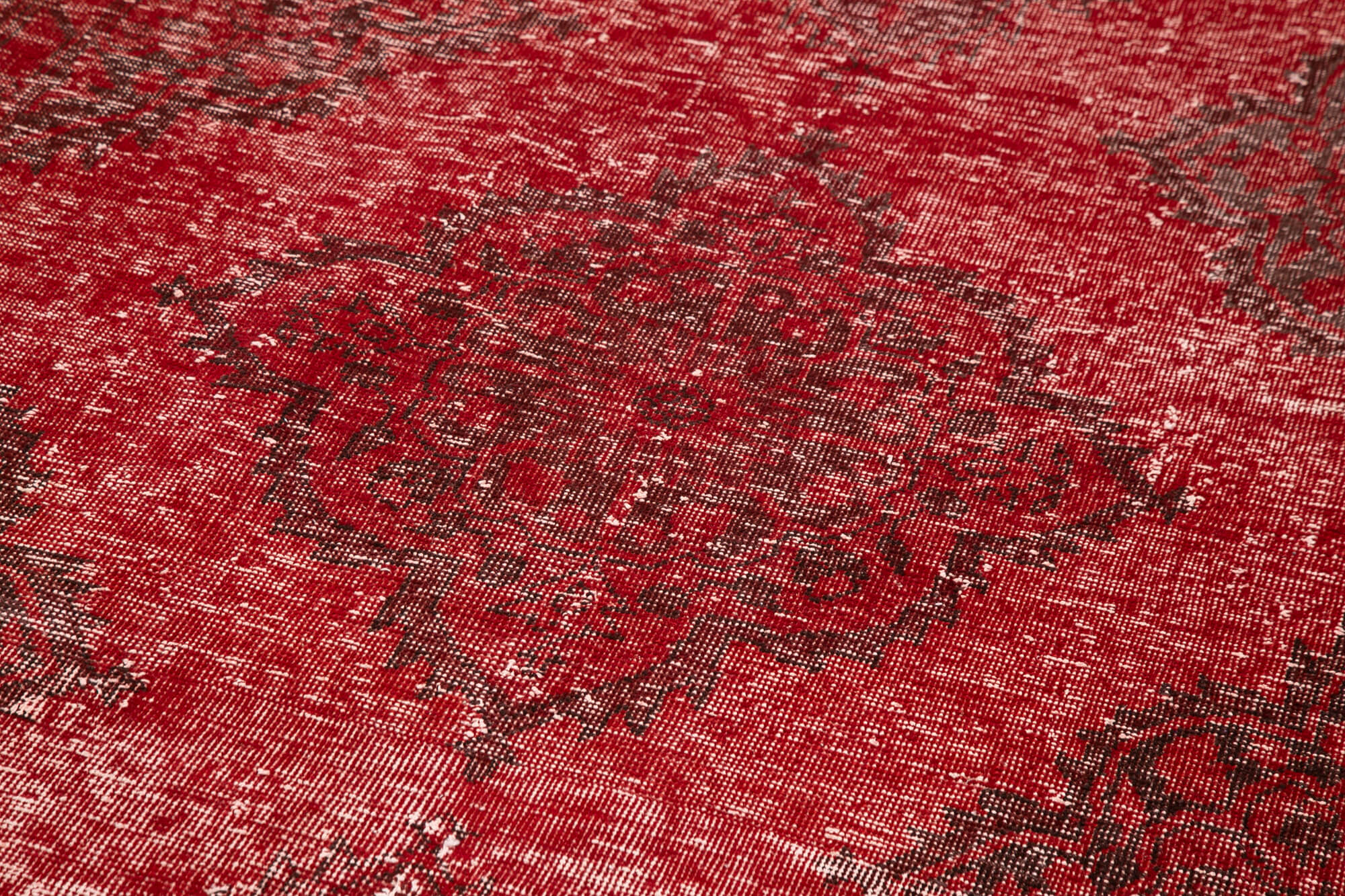 Handmade Wool Area Rug - Vintage Cotton Rug Red 4'5''x12'6'' Durable Wool Material