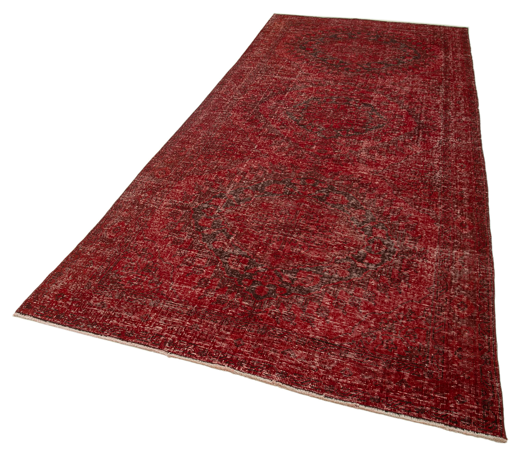 Handmade Wool Area Rug – Red Vintage Cotton Turkish Hand Knotted Carpet 4'11''x11'10''