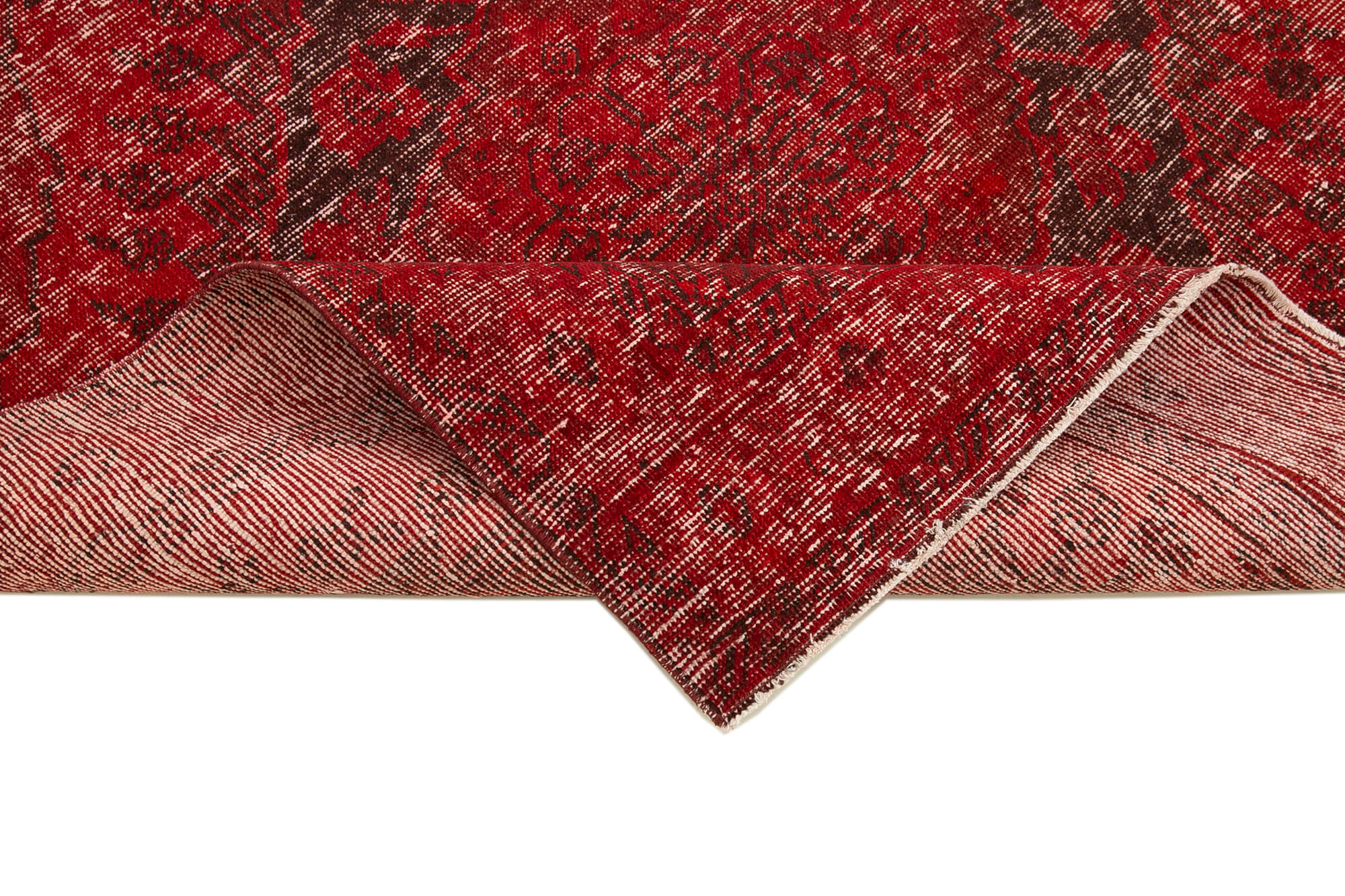 Handmade Wool Area Rug – Red Vintage Cotton Turkish Hand Knotted Carpet 4'11''x11'10''