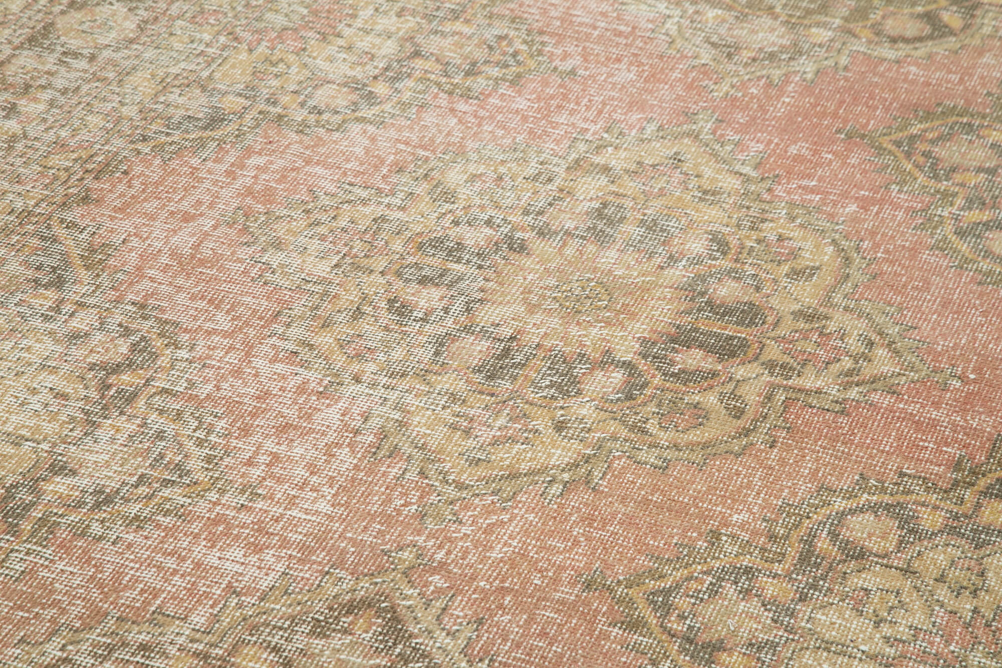 Handmade Vintage Area Rug - Beige Cotton Wool Rug 4'10''x13'0'' Classic Style