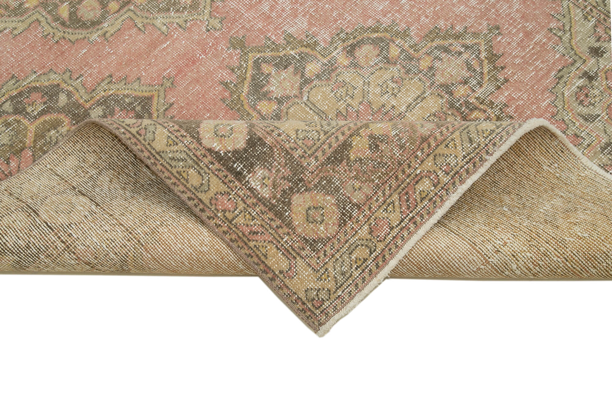 Handmade Vintage Area Rug - Beige Cotton Wool Rug 4'10''x13'0'' Classic Style