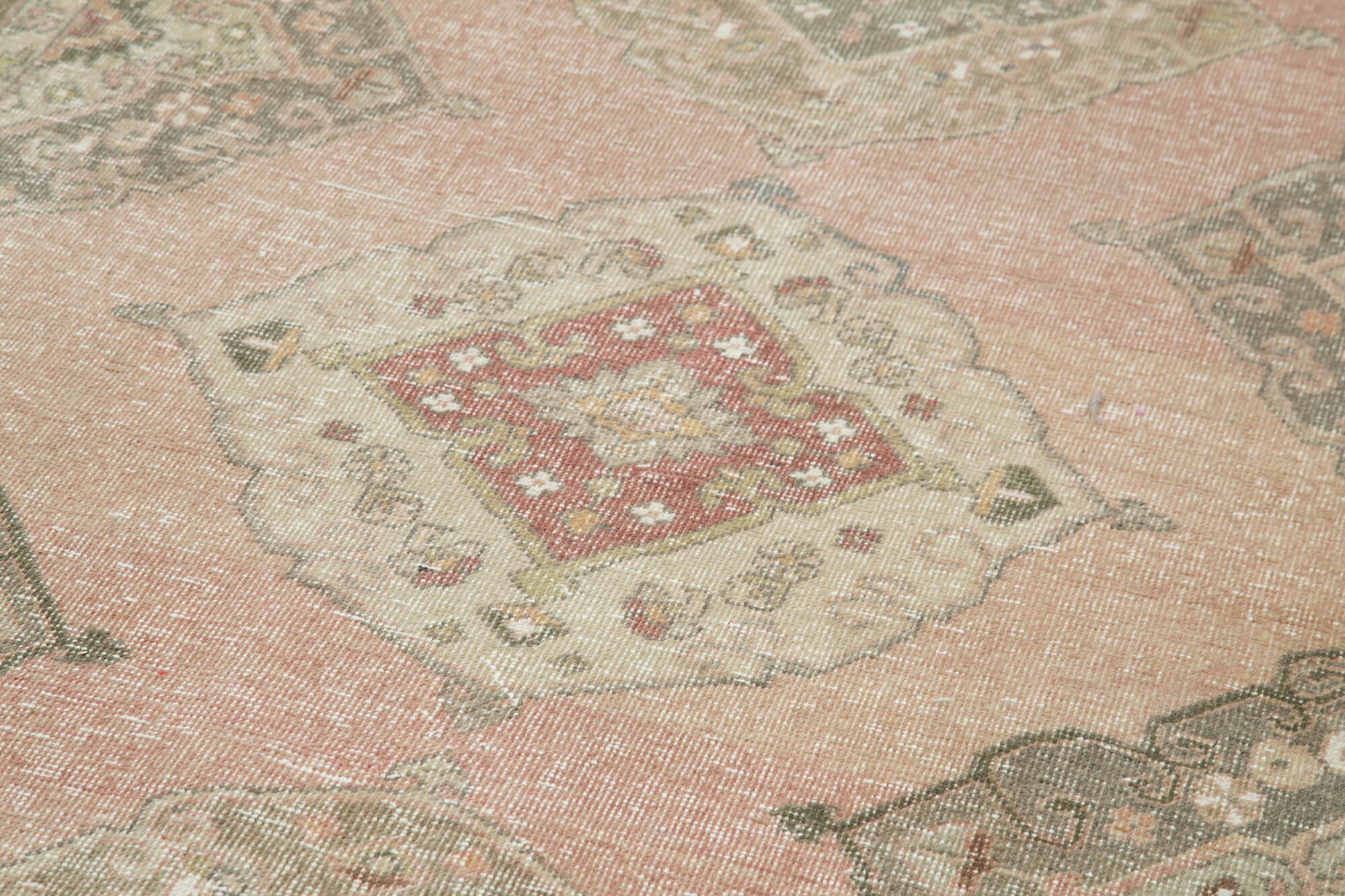 Vintage Cotton Wool Rug - Handmade Area Rug 4'10''x12'3'' Beige Durable Woven Carpet