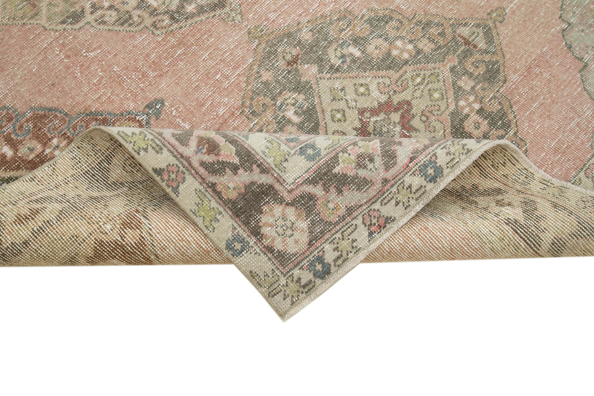 Vintage Cotton Wool Rug - Handmade Area Rug 4'10''x12'3'' Beige Durable Woven Carpet
