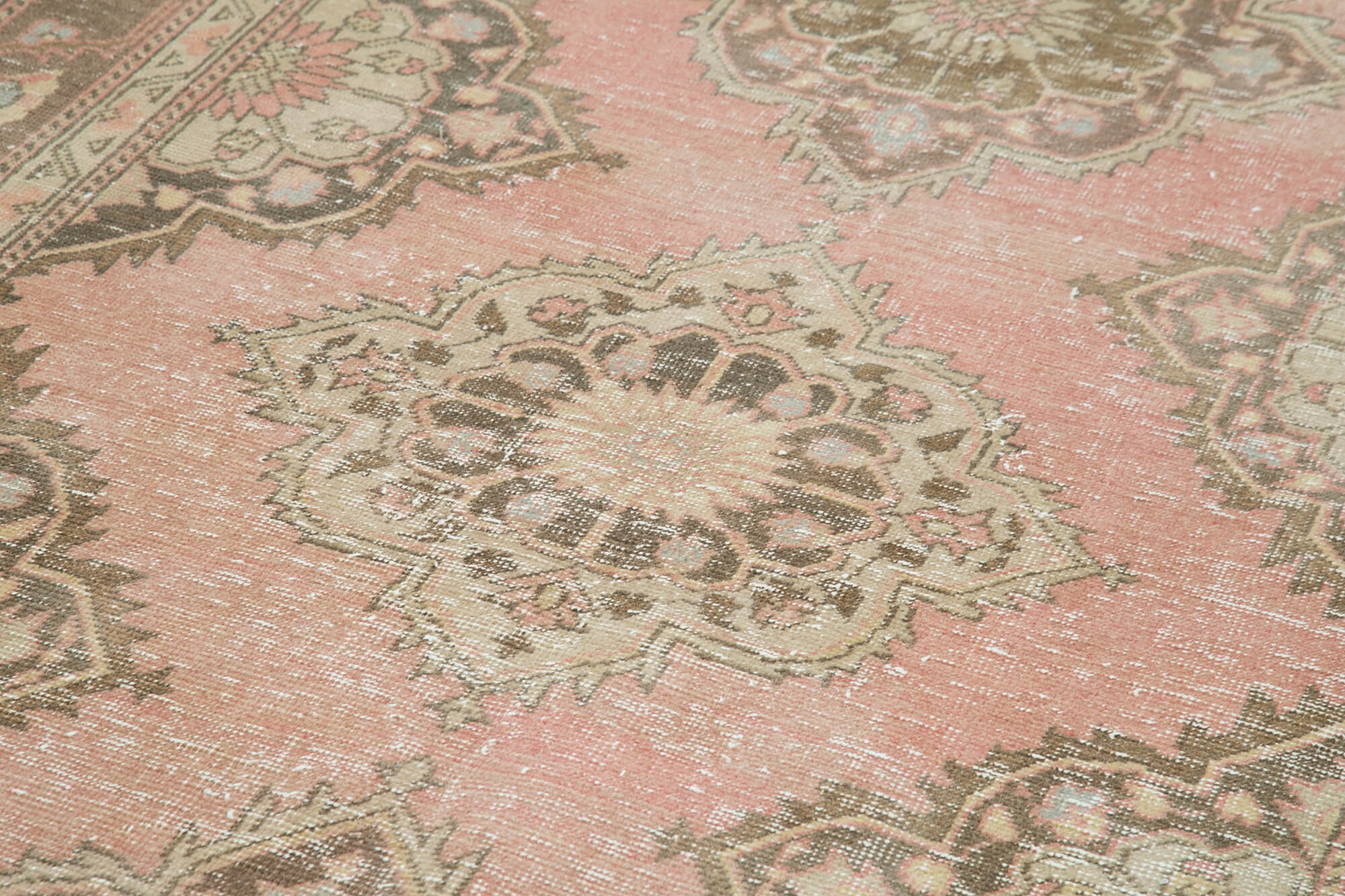 Handmade Vintage Area Rug - Beige Cotton Wool Rug 4'9'' x 12'10'' Classic Runner