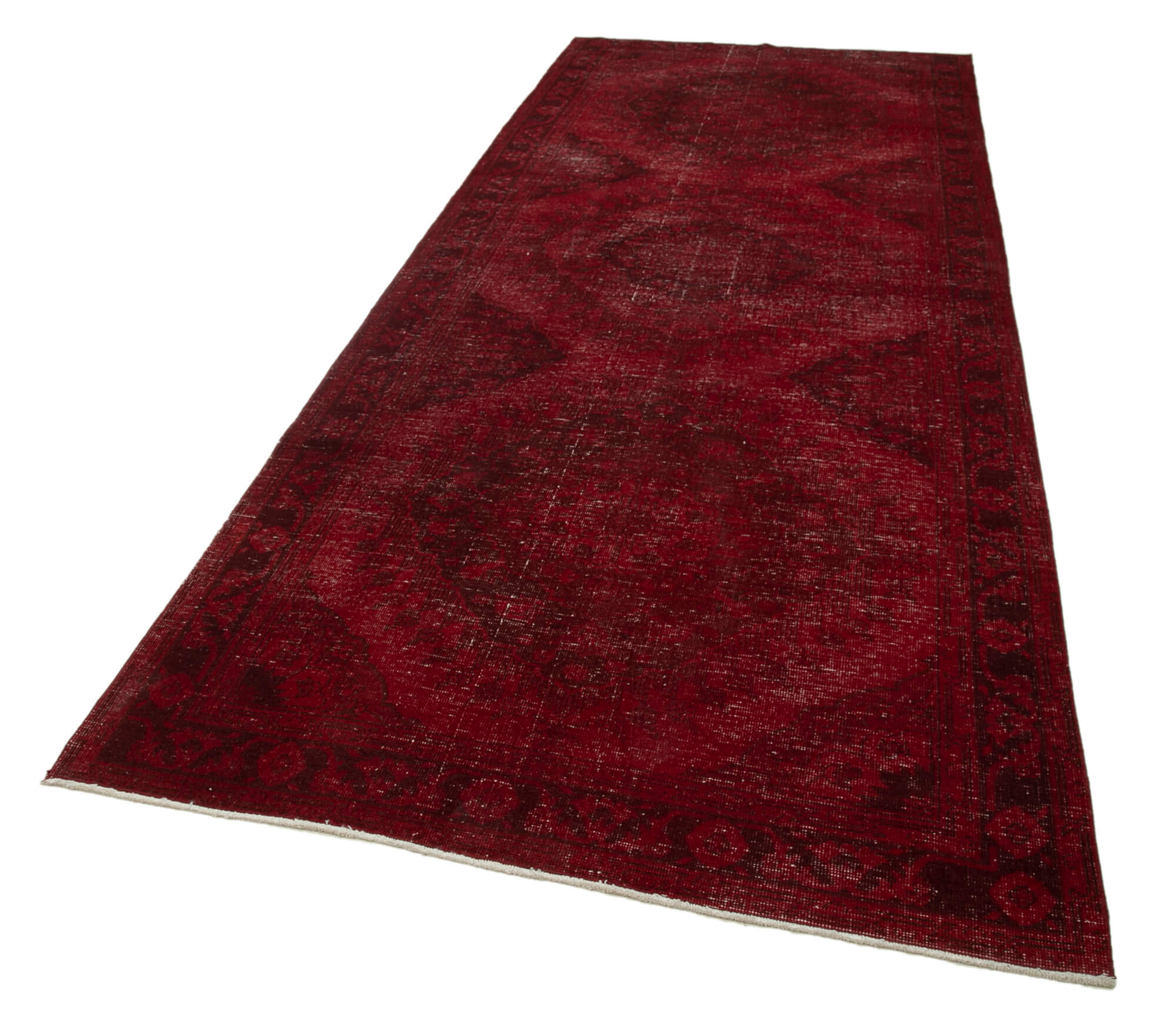 Handmade Wool Area Rug – Zile Red Vintage Cotton Rug 4'9'' x 12'3'' – Durable Soft Textured