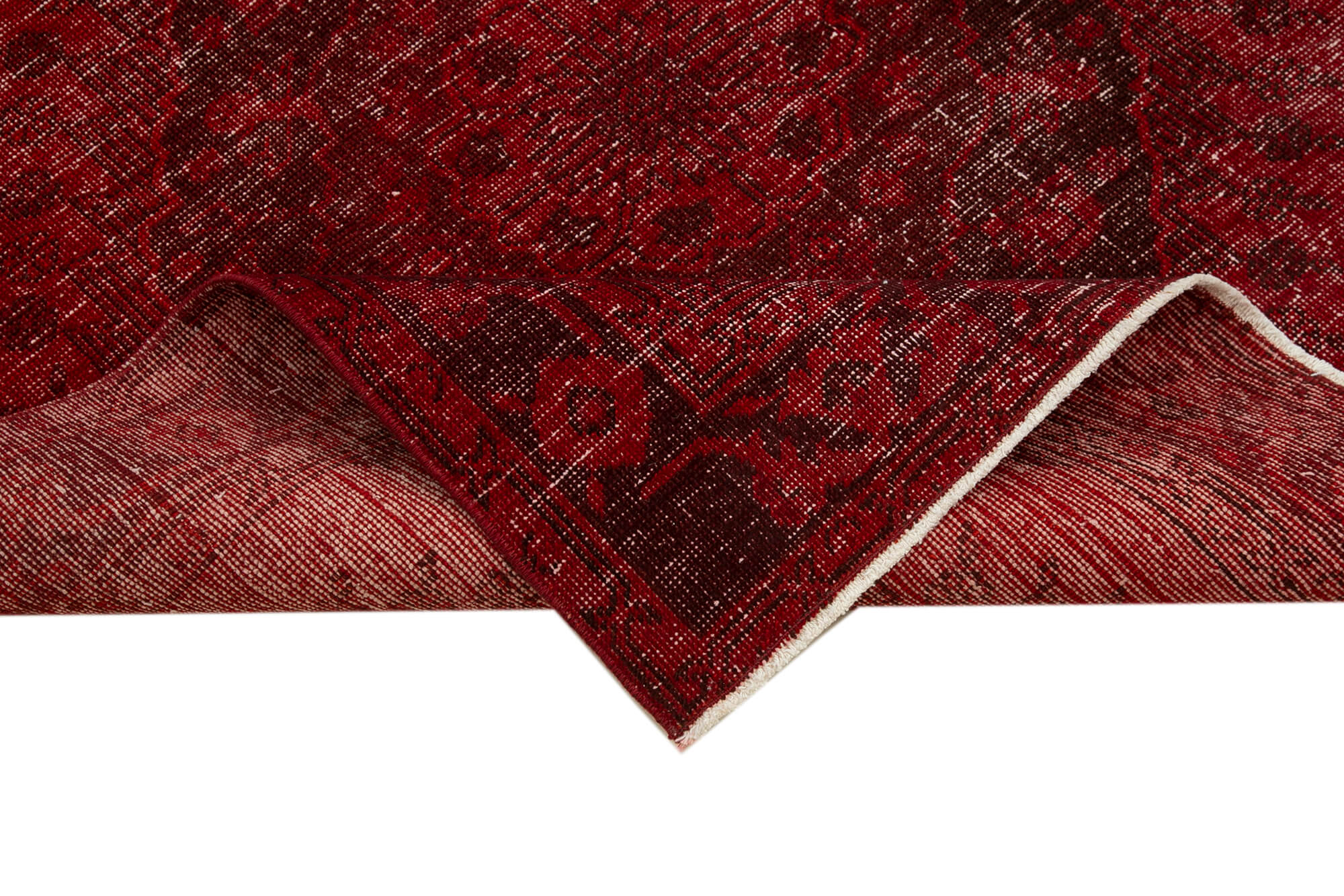 Handmade Wool Area Rug – Zile Red Vintage Cotton Rug 4'9'' x 12'3'' – Durable Soft Textured