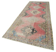 Handmade Wool Area Rug - Vintage Cotton Rug 4'9" x 12'10" Beige Runner