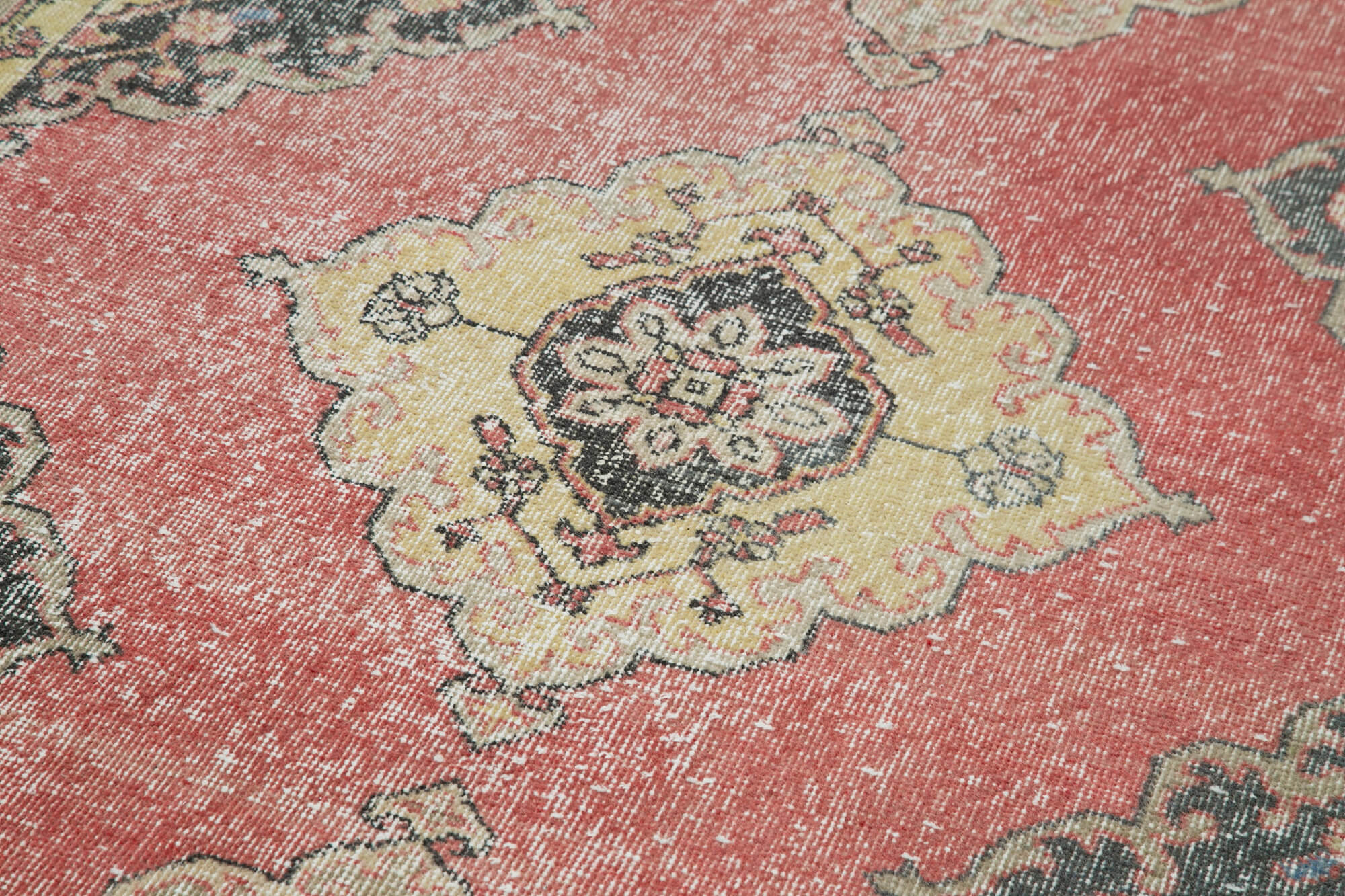 Handmade Wool Area Rug - Vintage Cotton Rug 4'9" x 12'10" Beige Runner