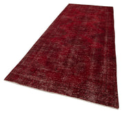 Handmade Wool Area Rug - Vintage Cotton Rug 4'9'' x 12'6'' Red Turkish Wool Carpet